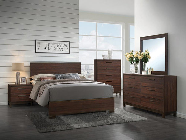 tobacco bedroom furniture Elements Condesa Queen Bed like upholstered bed that feels both substantial and plush Tempest Rustic Tobacco Queen Panel