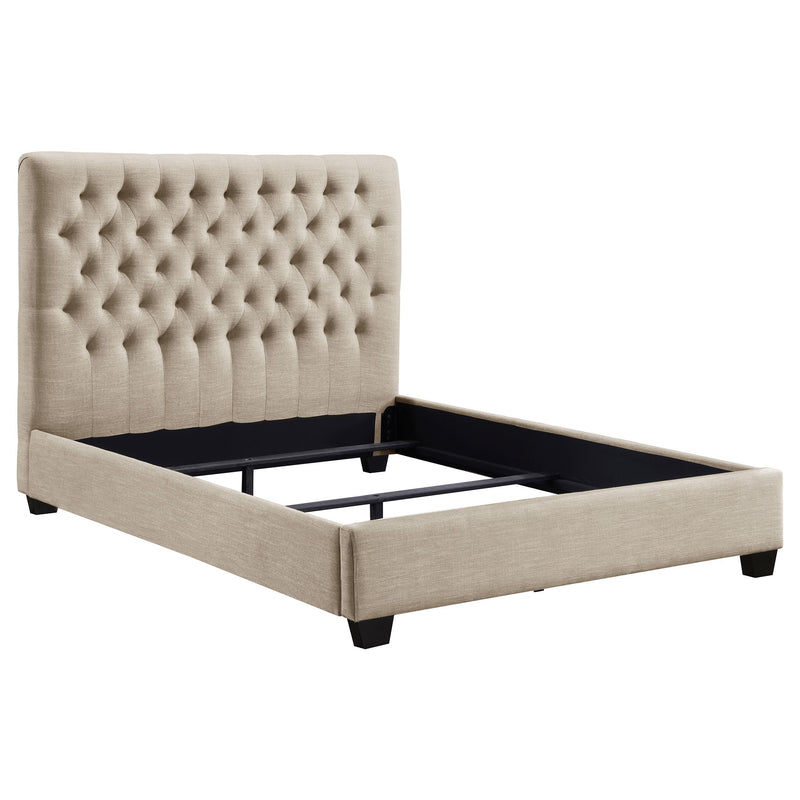 Chloe Tufted Upholstered California King Bed Oatmeal image