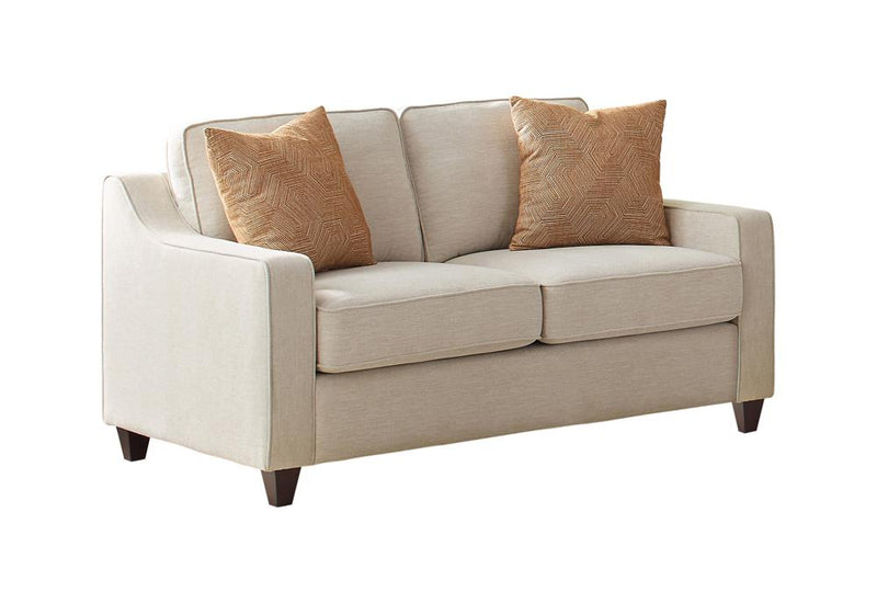 Christine Upholstered Cushion Back Loveseat Beige image