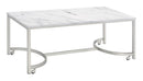 Leona Coffee Table with Casters White and Satin Nickel image