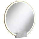 Jocelyn Round Table Top LED Vanity Mirror White Marble Base Gold Frame image