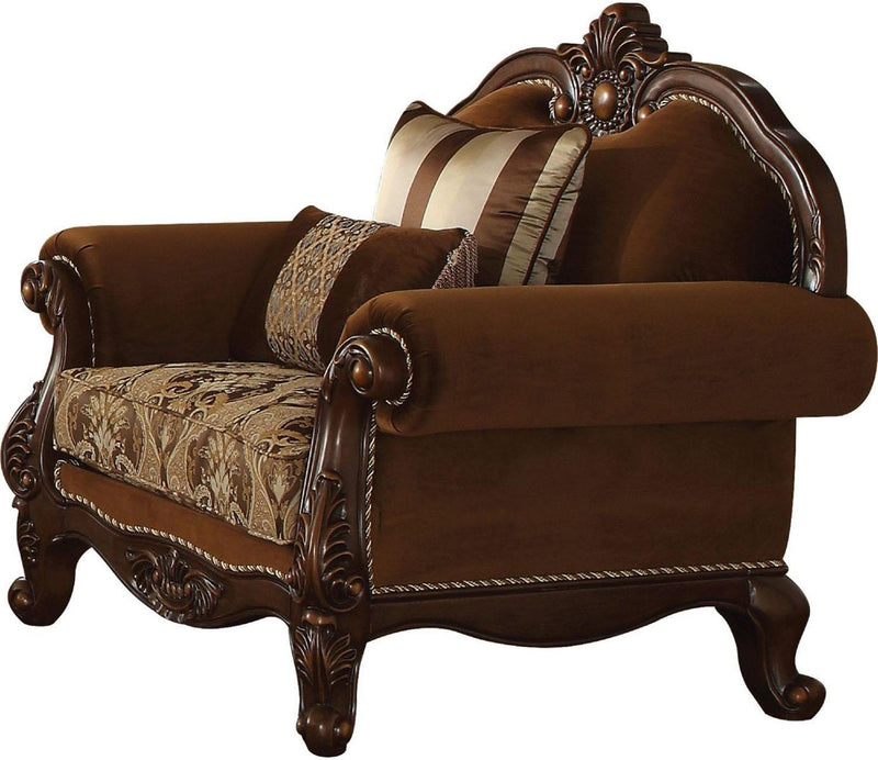 Acme Furniture Jardena Chair with 2 Pillows in Cherry Oak 50657 image