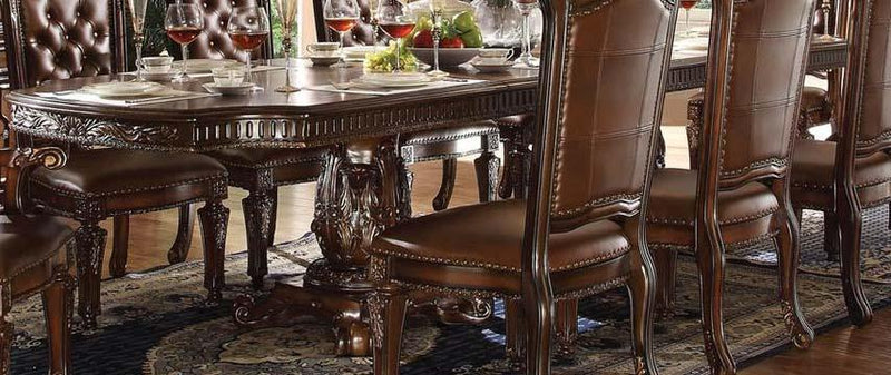 Acme Vendome Double Pedestal Dining Table with Two Leaves in Cherry 62000 image