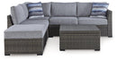 Petal Road Outdoor Loveseat Sectional/Ottoman/Table Set (Set of 4)