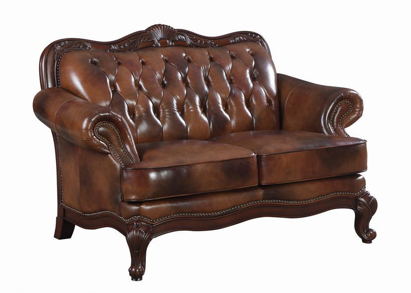 Victoria Tufted Back Loveseat Tri-tone and Brown