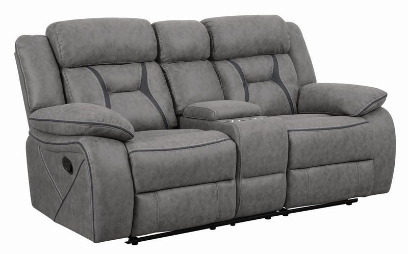 Higgins Pillow Top Arm Motion Loveseat with Console Grey