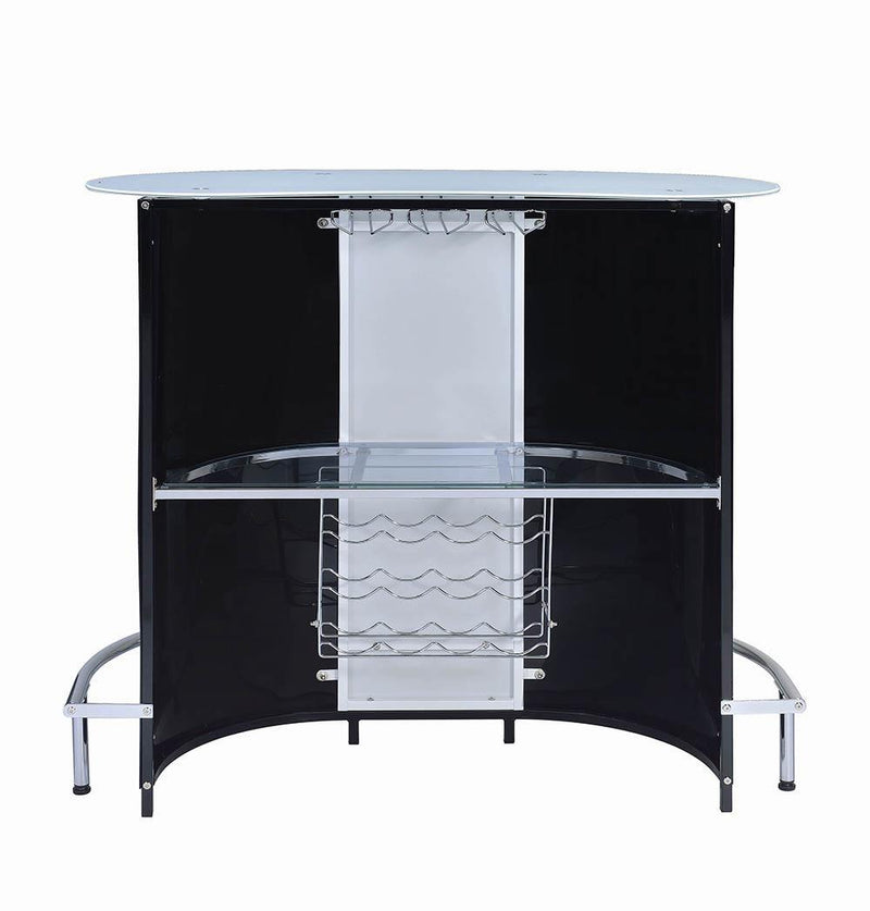 Lacewing 1-shelf Bar Unit Glossy Black and White