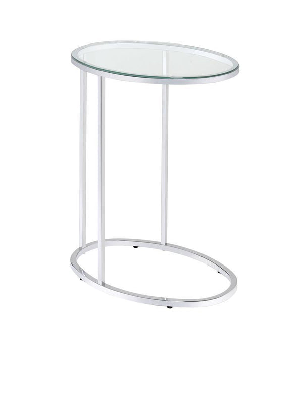 Kyle Oval Snack Table Chrome and Clear