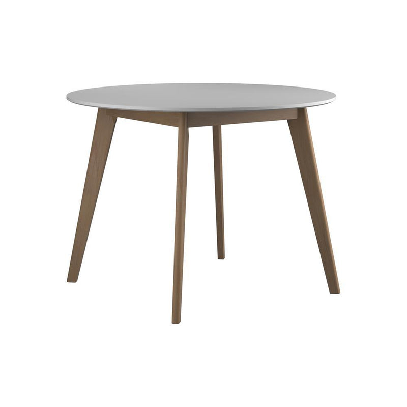 Breckenridge Round Dining Table Matte White and Natural Oak