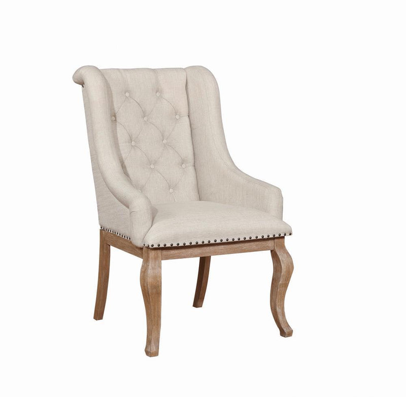 Brockway Tufted Arm Chairs Cream and Barley Brown (Set of 2)