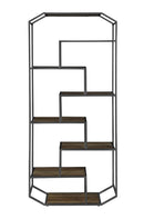 Leland 6-shelf Bookcase Rustic Brown and Dark Grey