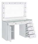 Percy 7-drawer Glass Top Vanity Desk with Lighting White