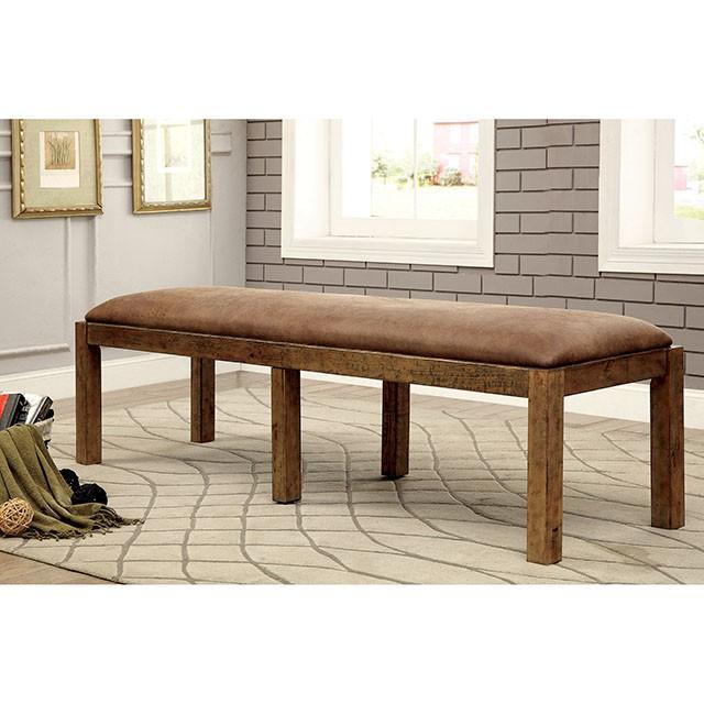 GIANNA Rustic Pine Fabric Bench