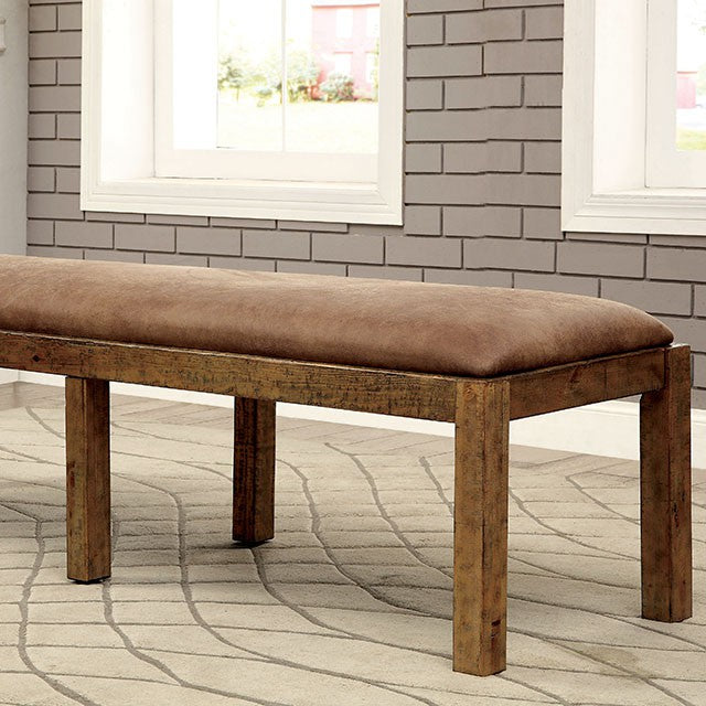 GIANNA Rustic Pine Fabric Bench image