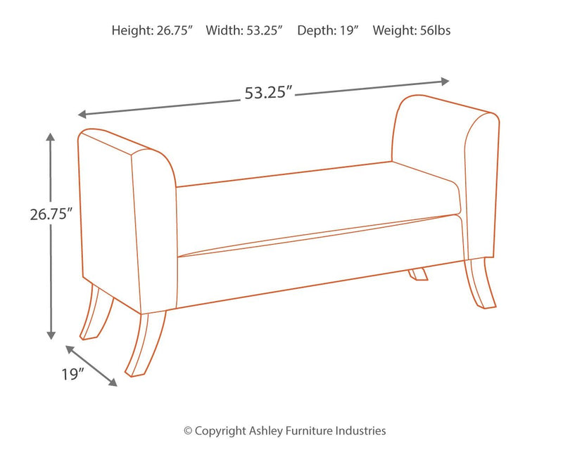 Benches - Upholstered Storage Bench - Curved Legs & Flared Ends