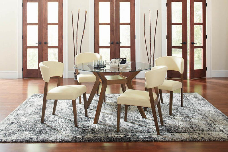 Paxton Mid-Century Modern Nutmeg Glass Dining Table image