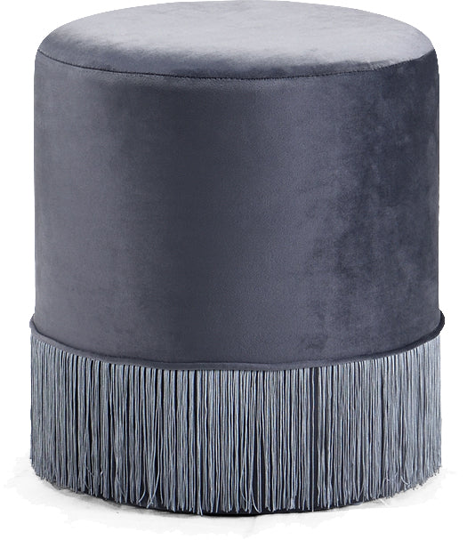 Teddy Grey Velvet Ottoman/Stool image