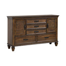 Franco Burnished Oak Five-Drawer Dresser With Two Louvered Doors image
