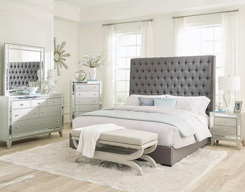 Camille Grey Upholstered California King Bed image