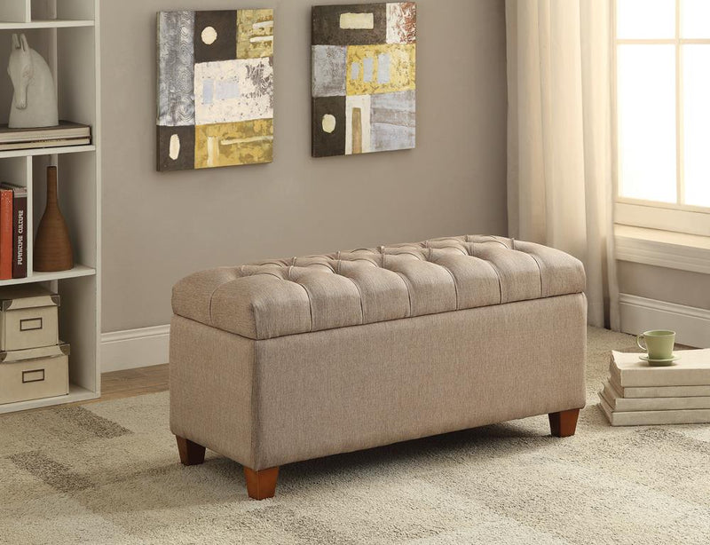 Tufted Taupe Storage Bench image