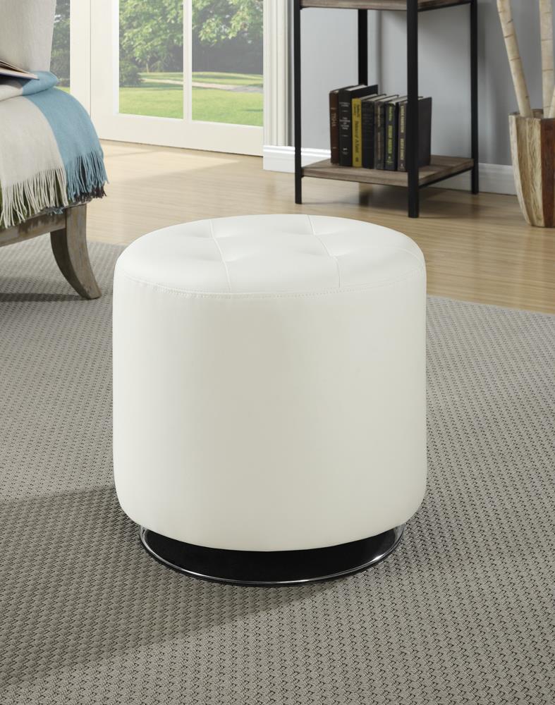 G500554 Contemporary White Round Ottoman image