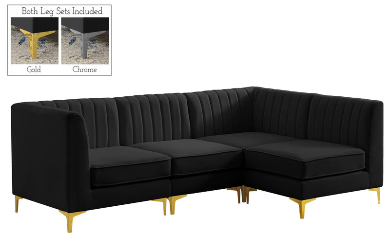 Alina Black Velvet Modular Sectional image