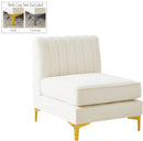 Alina Cream Velvet Armless Chair image