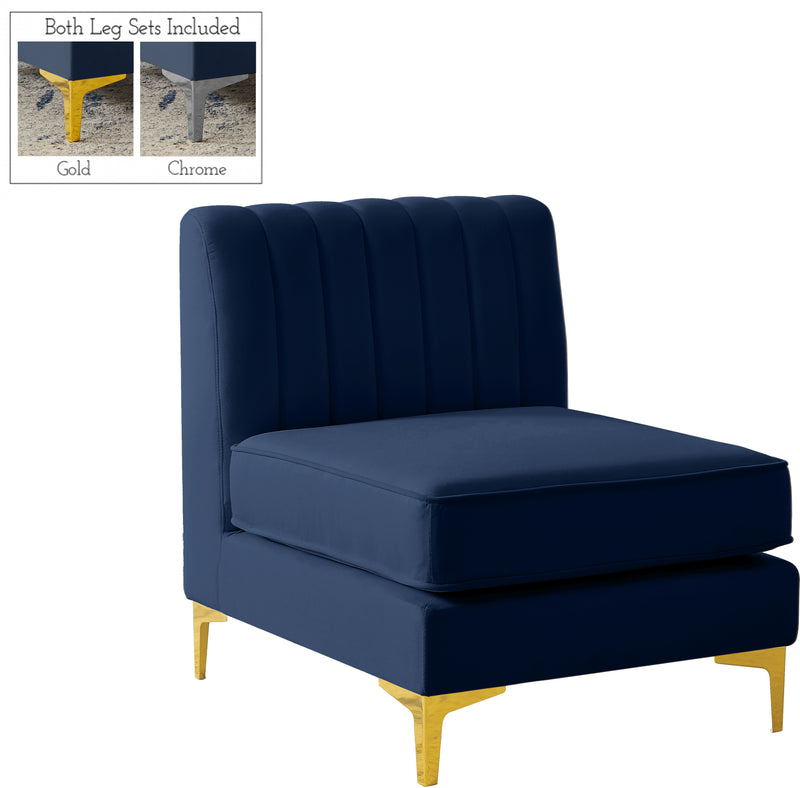 Alina Navy Velvet Armless Chair image