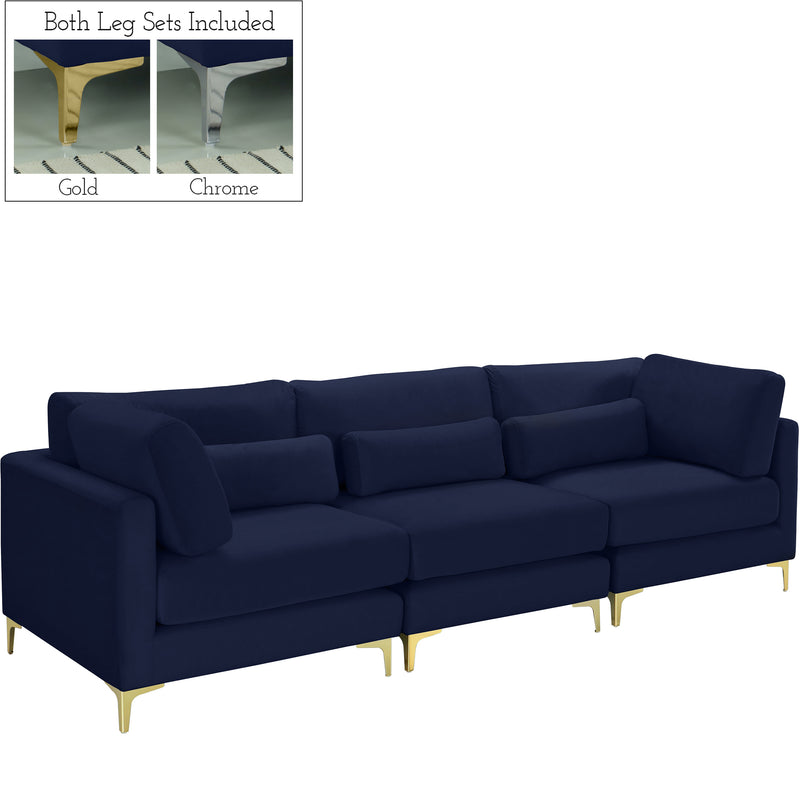 Julia Navy Velvet Modular Sofa (3 Boxes) image