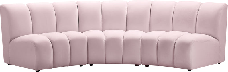 Infinity Pink Velvet 3pc. Modular Sectional image