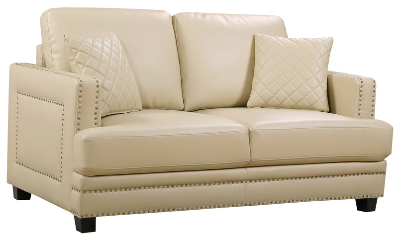 Ferrara Beige Faux Leather Loveseat image