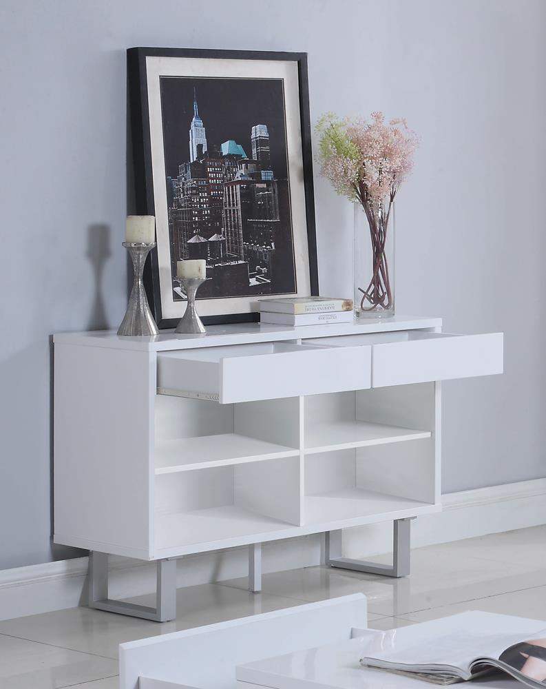 G705698 Contemporary Glossy White Sofa Table image