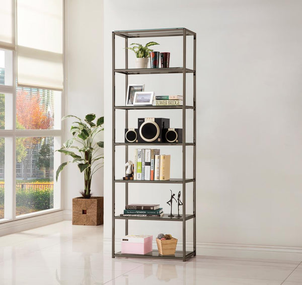 G801017 Contemporary Black Nickel Six-Tier Bookcase image