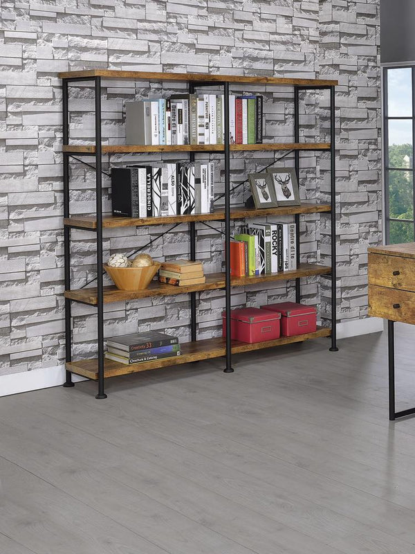 Barritt Industrial Antique Nutmeg Double-Wide Bookcase image