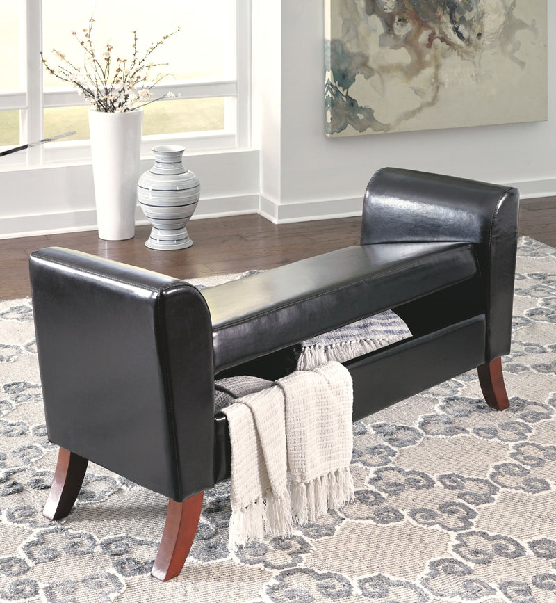 Benches - Upholstered Storage Bench - Curved Legs & Flared Ends