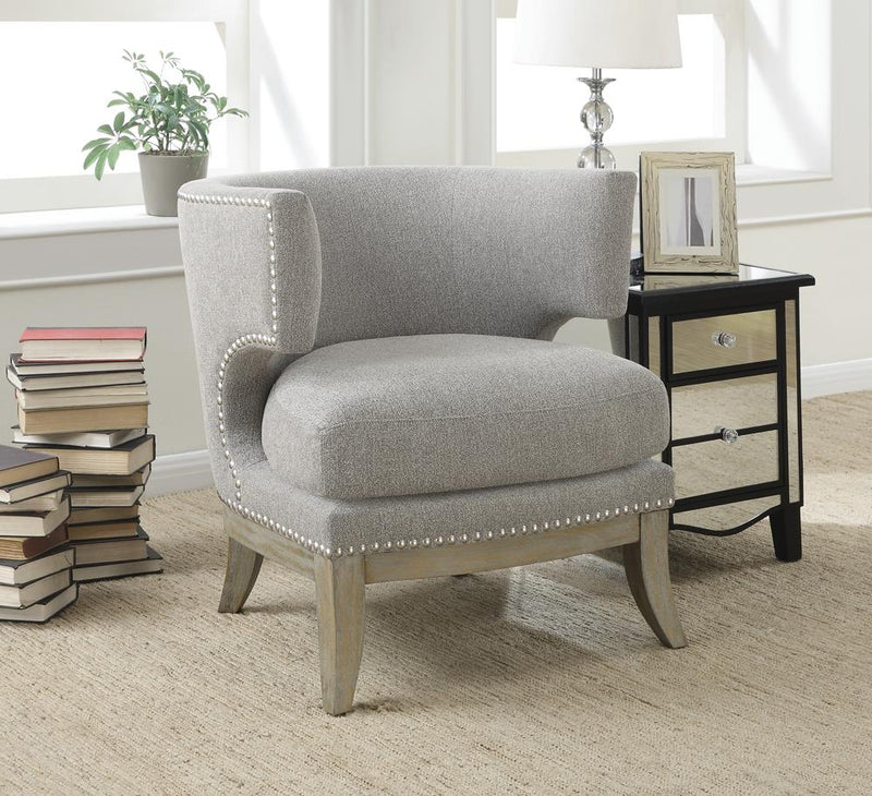 Transitional Grey Exposed Wood Accent Chair image