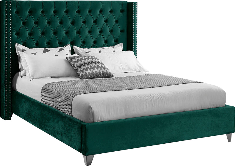 Aiden Green Velvet King Bed image