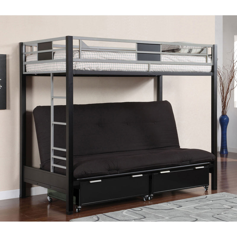 Clifton Silver/Gun Metal Twin Size Loft Bed w/ Futon Base image