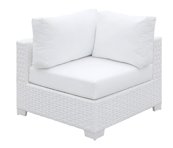 Somani White Wicker/White Cushion Corner Chair image
