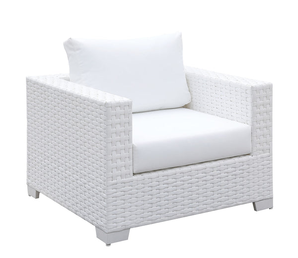 Somani White Wicker/White Cushion Arm Chair image