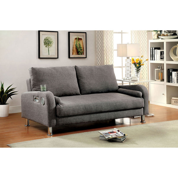 RAQUEL Gray/Chrome Futon Sofa image