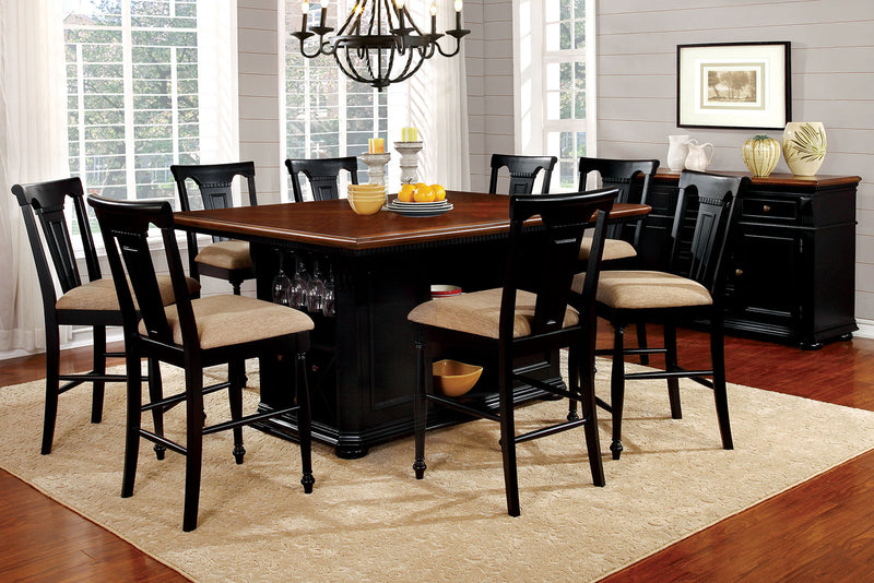 SABRINA Black/Cherry 9 Pc. Dining Table Set w/ Stools image