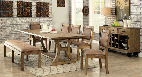 GIANNA Rustic Oak 6 Pc. Dining Table Set w/ Bench image